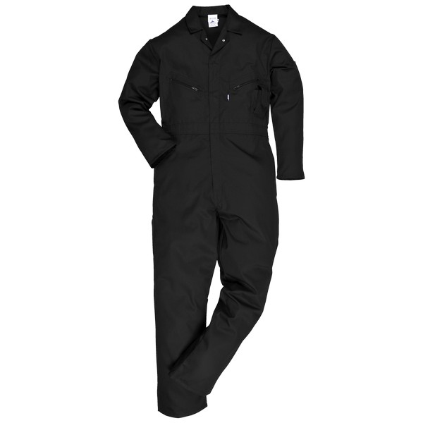 C813 Liverpool Zip Boilersuit - Black